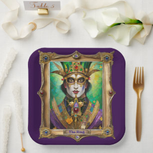 Mardi Gras Realm Portraits - The King Paper Plate