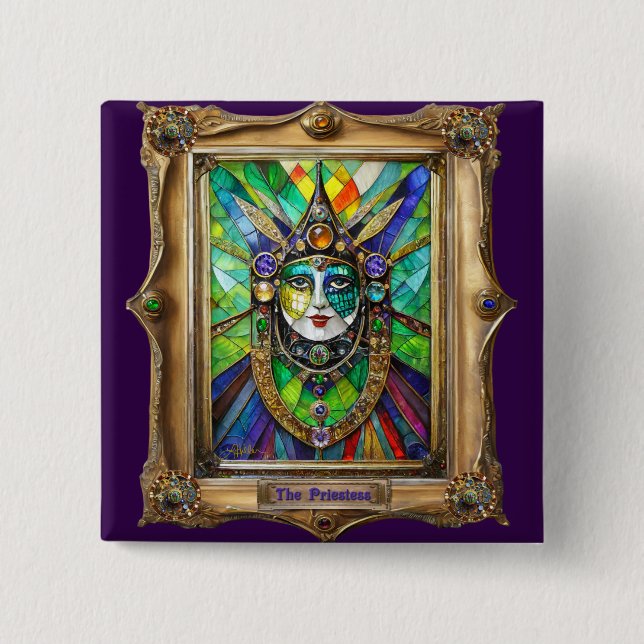Mardi Gras Realm Portraits - The Priestess 15 Cm Square Badge (Front)