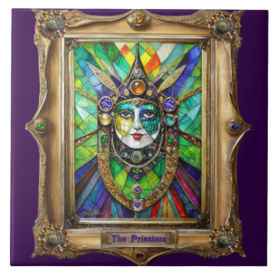 Mardi Gras Realm Portraits - The Priestess Ceramic Tile