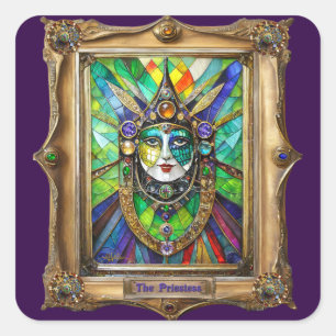 Mardi Gras Realm Portraits - The Priestess Square Sticker
