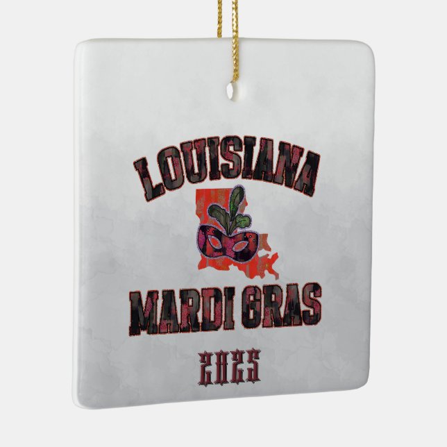 Mardi Gras Red Black  Ceramic Ornament (Right)