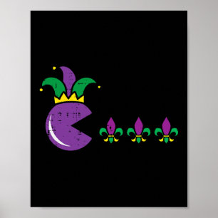 Mardi Gras Retro Video Game Funny Gaming Men Youth Poster