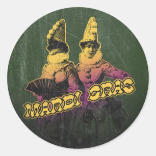 Mardi Gras Revelers Classic Round Sticker