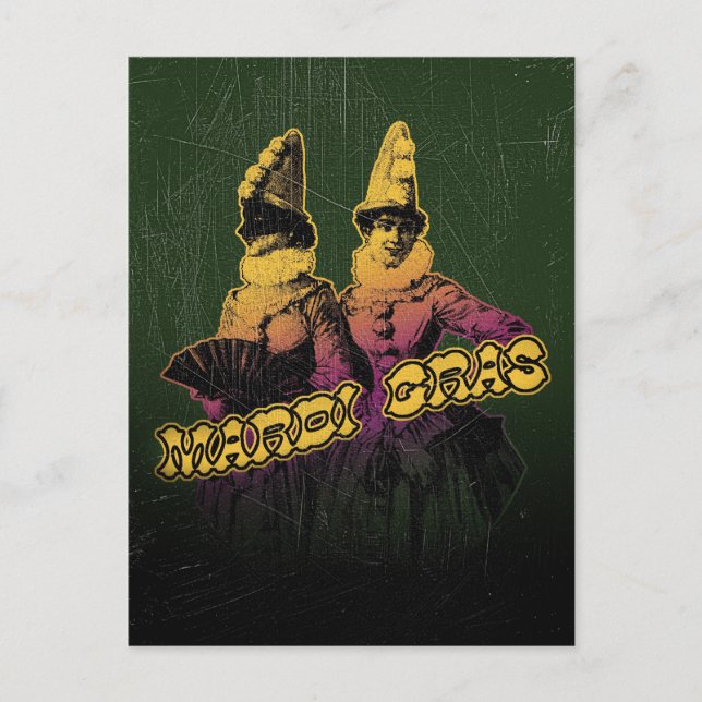 Mardi Gras Revelers Postcard (Front)