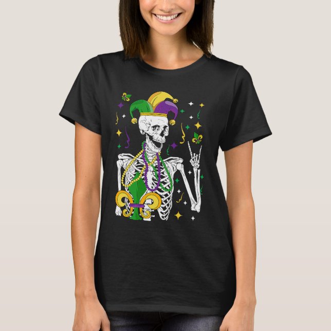 Mardi Gras Rocker Skeleton Rock Fleur De Lis Men B T-Shirt (Front)