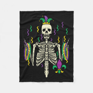 Mardi Gras Rocker Skeleton Rock Outfit Men Boys Ki Fleece Blanket