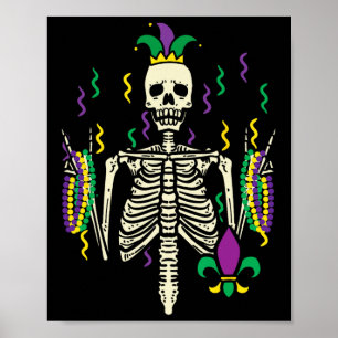 Mardi Gras Rocker Skeleton Rock Outfit Men Boys Ki Poster