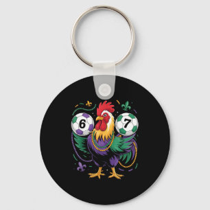 Mardi Gras Rooster Soccer Number 67 Carnival Footb Key Ring