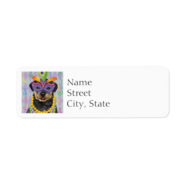 Mardi Gras Rottweiler Return Address Label (Front)