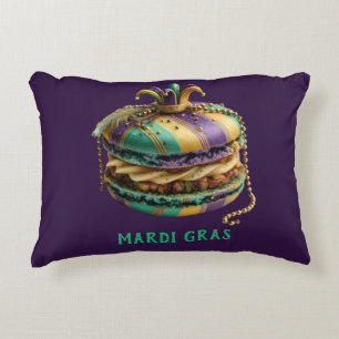 Mardi Gras Royal Macaron Birthday Decorative Cushion