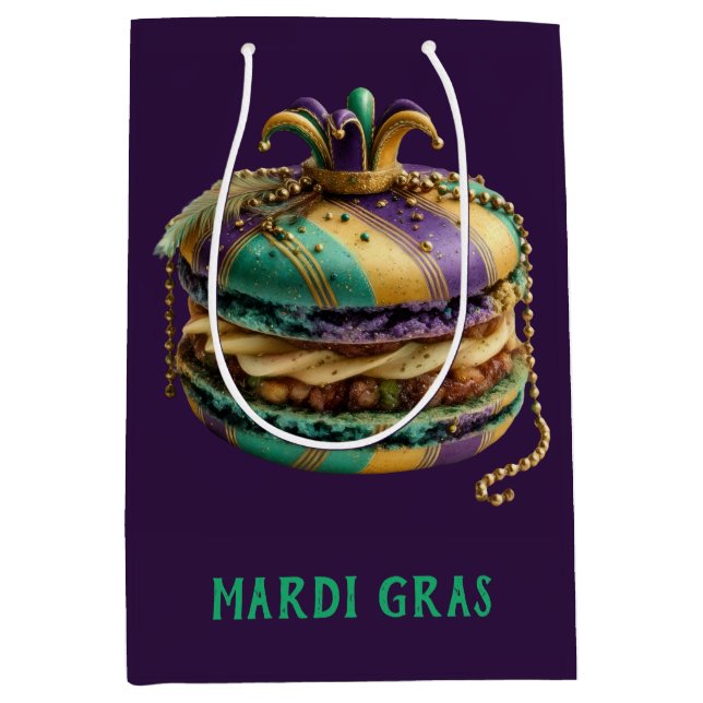 Mardi Gras Royal Macaron Medium Gift Bag (Front)