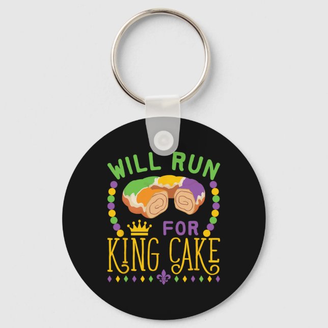 Mardi Gras Running Will Run For King Cake Funny Ru Key Ring (Front)