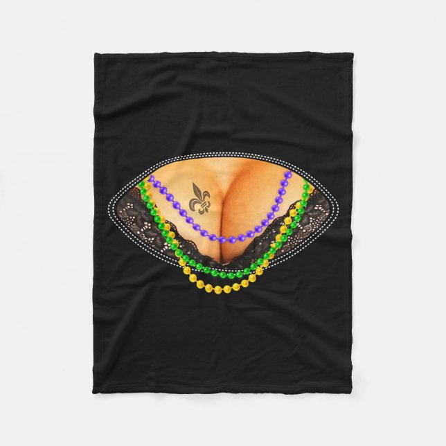 Mardi Gras S And Beads Fat Tuesday Carnival Festiv Fleece Blanket (Front)
