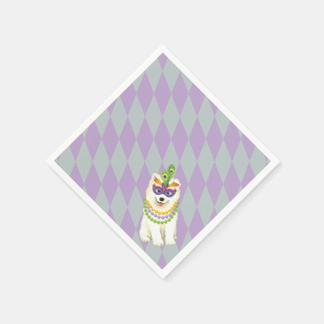 Mardi Gras Samoyed Napkin (Corner)