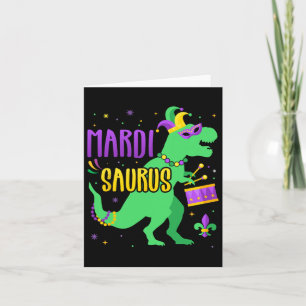 Mardi Gras Saurus Dinosaur T-rex With Jester Joker Card