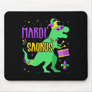 Mardi Gras Saurus Dinosaur T-rex With Jester Joker Mouse Pad
