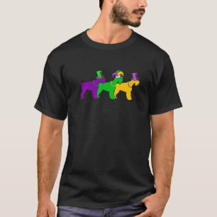 Mardi Gras Schnauzer Dog Bead Jester Funny Festiva T-Shirt