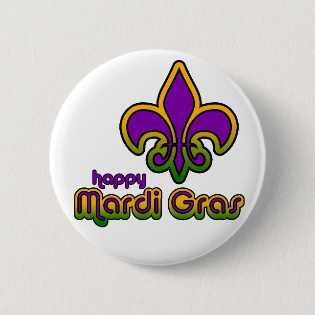 Mardi Gras Seventies Retro Button (Front)
