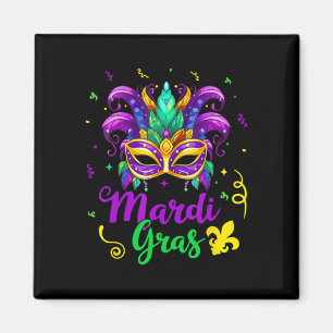 Mardi Gras Shirt For Women Kids Men Beads Mask Fea Magnet