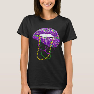 Mardi Gras Shirt for Women Lips Queen Carnival Cos