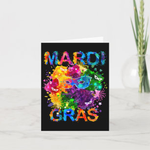 Mardi Gras Shirt Mask Watercolor Women Men Boys Gi Card