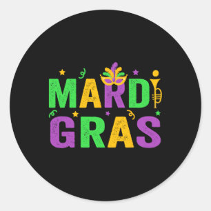 Mardi Gras Shirt Women Men Mardi Gras Kids Mardi G Classic Round Sticker
