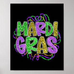 Mardi Gras Shirts For Woman Leopard Pattern Funny Poster