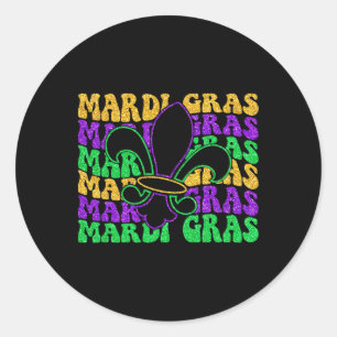 Mardi Gras Shirts For Women Kids Men Beads Mask Fe Classic Round Sticker