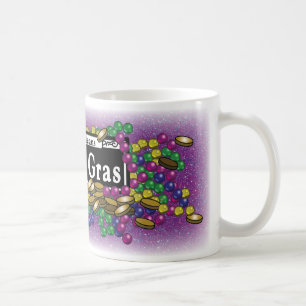 Mardi Gras Sign - Purple Glitter Coffee Mug