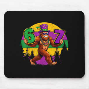 Mardi Gras Six Seven 6 7 Meme Bigfoot Sasquatch Bo Mouse Pad