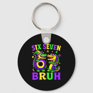 Mardi gras six seven bruh mardigator alligator 6 7 key ring