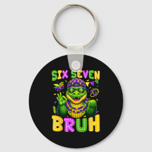 Mardi gras six seven bruh mardigator alligator 6 7 key ring