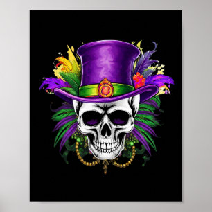 Mardi Gras Skull Carnival Tuesday New Orleans Trip Poster