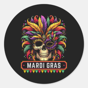 Mardi Gras Skull Mask Carnival Party Men Women Kid Classic Round Sticker