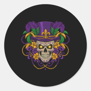 Mardi Gras Skull Mask Costume Men Women Mardi Gras Classic Round Sticker