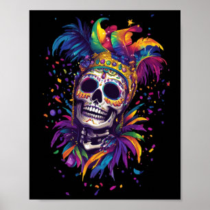 Mardi Gras Skull Skeleton Poster