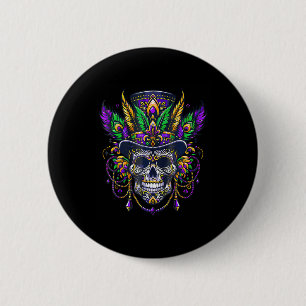 Mardi Gras Skull Top Hat New Orleans Witch Doctor 6 Cm Round Badge