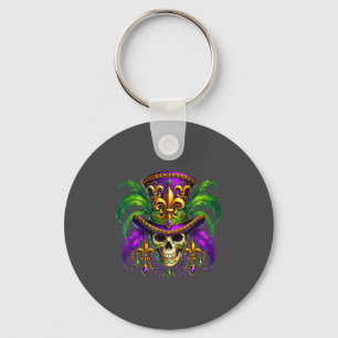 Mardi Gras Skull Top Hat New Orleans Witch Doctor Key Ring