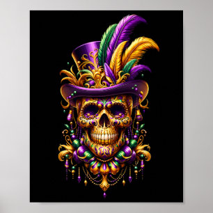 Mardi Gras Skull Top Hat New Orleans Witch Doctor Poster