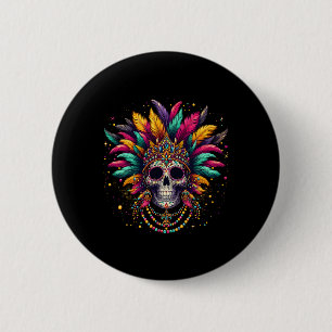Mardi Gras Skull Witch Doctor New Orleans Men Wome 6 Cm Round Badge