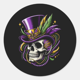 Mardi Gras Skull Witch Doctor New Orleans Men Wome Classic Round Sticker