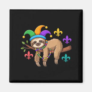 Mardi Gras Sloth For Chill Animal Lovers Festival  Magnet