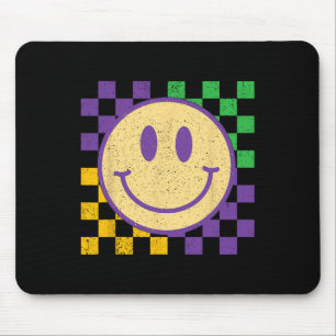 Mardi Gras Smile Face Groovy Chequered Men Women K Mouse Pad
