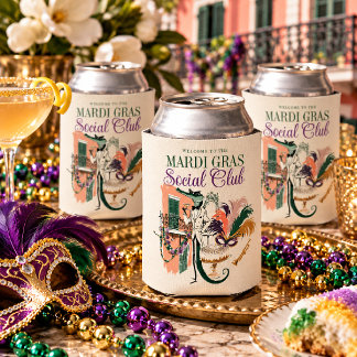 Mardi Gras Social Club Dapper Gator Celebration Can Cooler