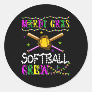Mardi Gras Softbyll Crew Equipment Player Parades Classic Round Sticker