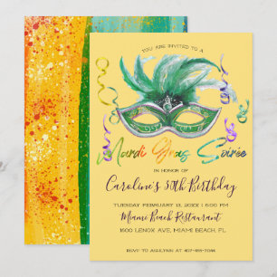 Mardi Gras Soiree   30th Birthday Invitation