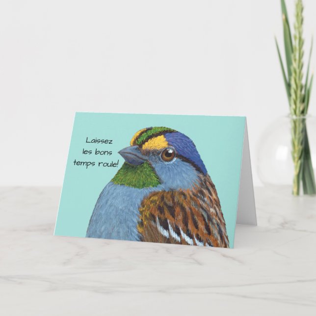 Mardi Gras Sparrow  Greeting Card (Front)