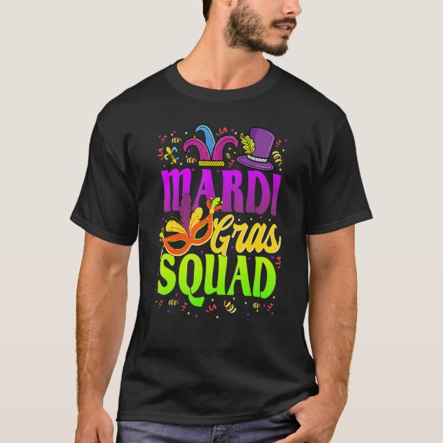 Mardi Gras Squad Carnival Shenanigan Joker Jester  T-Shirt (Front)