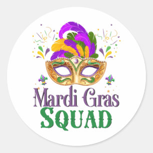 Mardi Gras Squad Classic Round Sticker