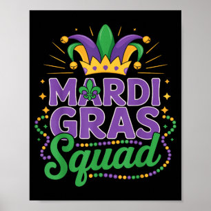 Mardi Gras Squad Matching Group Cruise Crew Party  Poster